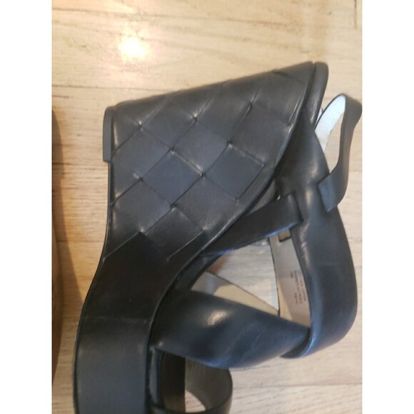 Michaell Kors Shoes Sandals Black Wedge Platform 10 Leather Strappy - Picture 8 of 13